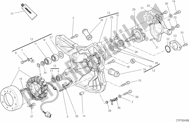 Toutes les pièces pour le Couvercle De Générateur - Pompe à Eau du Ducati Superbike 1198 USA 2010